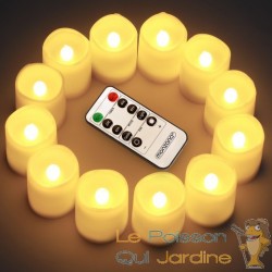 12 Bougies LED en cire véritable pour Table de Noël décoration maison : Télécommande incluse