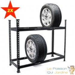 Lot de 2 : Rack Rangement Pneus Étagère Pour 6 à 8 Pneus Hauteur Réglable