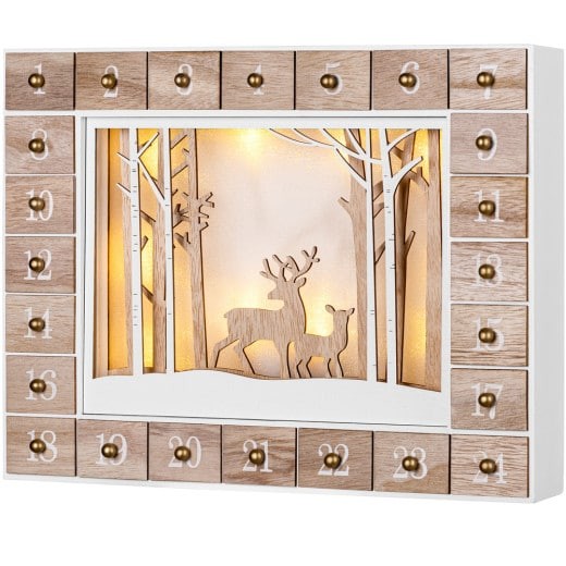 Calendrier de l'avent Rennes de Noël avec LED à remplir avec cadeaux ou friandises