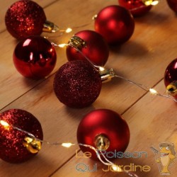 Guirlande de Noël Boules et LED sapin 2m ROUGE