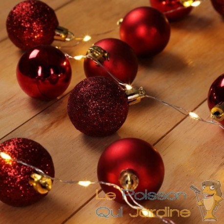 Guirlande de Noël Boules et LED sapin 2m ROUGE