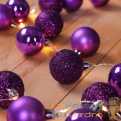 Guirlande de Noël Boules et LED sapin 2m VIOLET