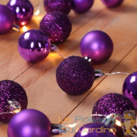 Guirlande de Noël Boules et LED sapin 2m VIOLET
