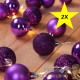 Lot de 2 Guirlandes de Noël Boules et LED sapin 2m VIOLET