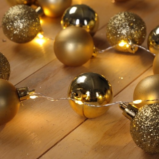 Guirlande de Noël Boules et LED sapin 2m OR