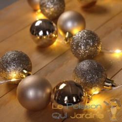 Guirlande de Noël Boules et LED sapin 2m CHAMPAGNE