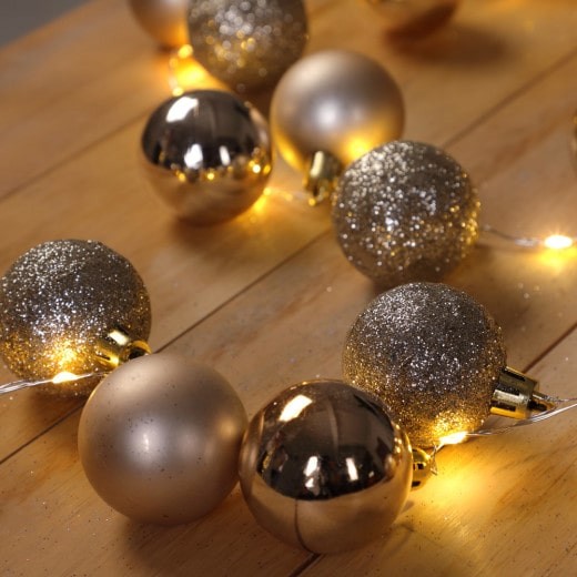 Guirlande de Noël Boules et LED sapin 2m CHAMPAGNE