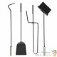 Serviteur de cheminée 4 Outils Balai, 1 Pelle, 1 Pince, 1 Tisonnier en Acier 23 cm x 14,5 cm x 58 cm