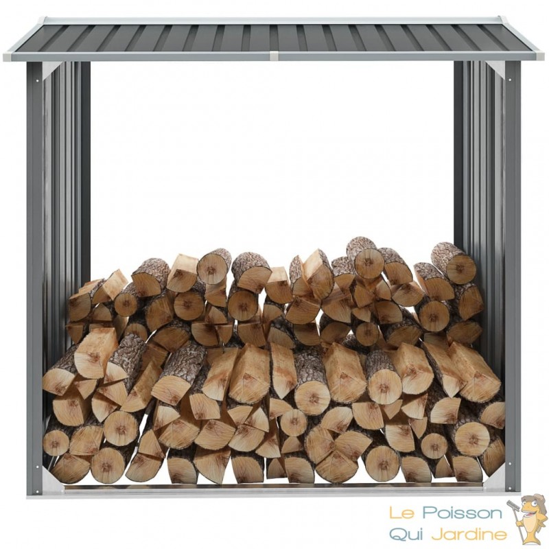 Abri Stockage Bûches Extérieur Gris 172x91x154 . Idéal rangement bois de  chauffage - Le Poisson Qui Jardine