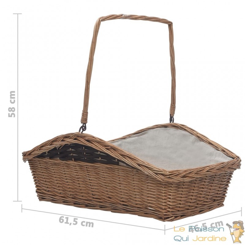 Panier Porte Bûches intérieur 88 cm de long Idéal rangement bois de  chauffage - Le Poisson Qui Jardine