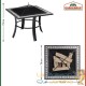 Braséro de jardin carré 76 cm mosaïque. Idéal Terrasse. Avec accessoires couvercle