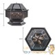 Braséro de jardin hexagonal 70 cm imitation bronze. Idéal Terrasse. Avec accessoires couvercle