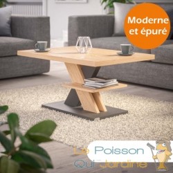 Table Basse Moderne Bicolore noir et chêne : Élégance et Design Épuré