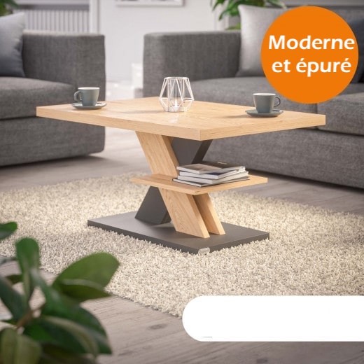 Table Basse Moderne Bicolore noir et chêne : Élégance et Design Épuré