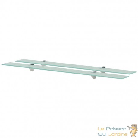 Lot de 2 : Étagère Tablette en Verre 100 cm transparent à fixer pour une décoration moderne et épurée