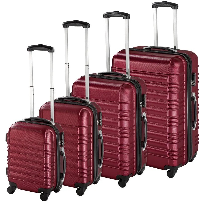 4 Valises de Voyage Solides Bordeaux 25 - 45 - 72 - 108 litres. Pour le voyage court et long