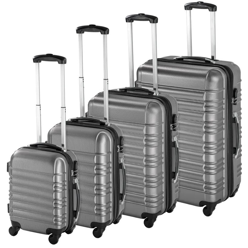 4 Valises de Voyage Solides Grises 25 - 45 - 72 - 108 litres. Pour le voyage court et long