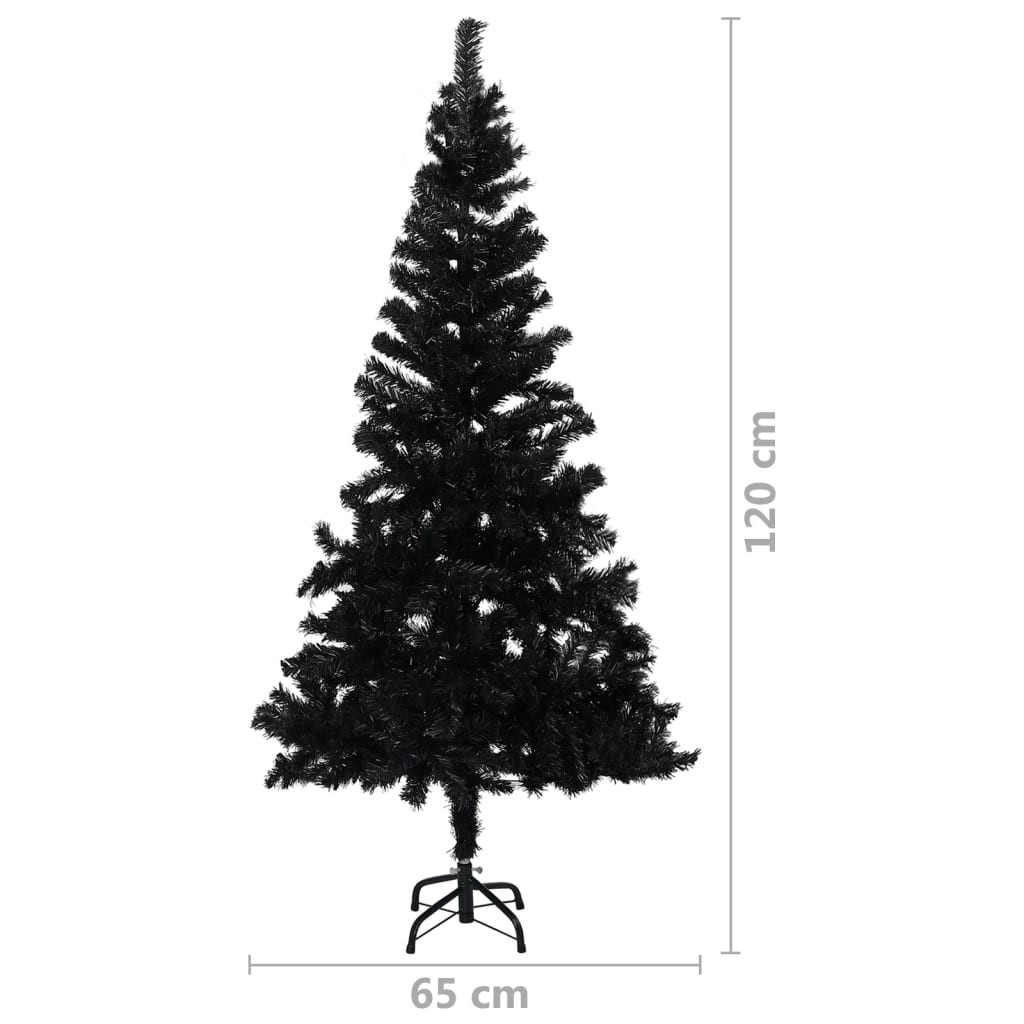 Sapin de Noël Noir artificiel 120 X 65 cm et pied support pour un Noël original.