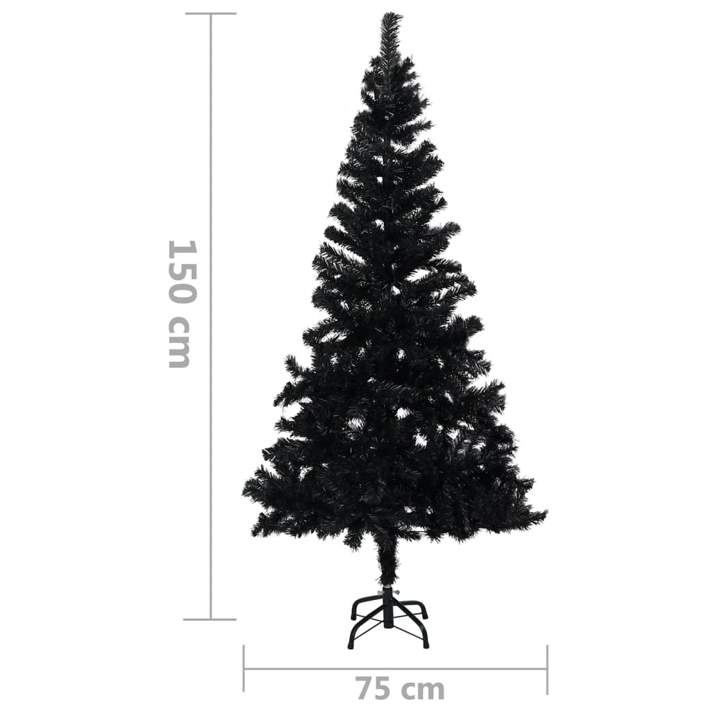 Sapin de Noël Noir artificiel 150 X 75 cm et pied support pour un Noël original.