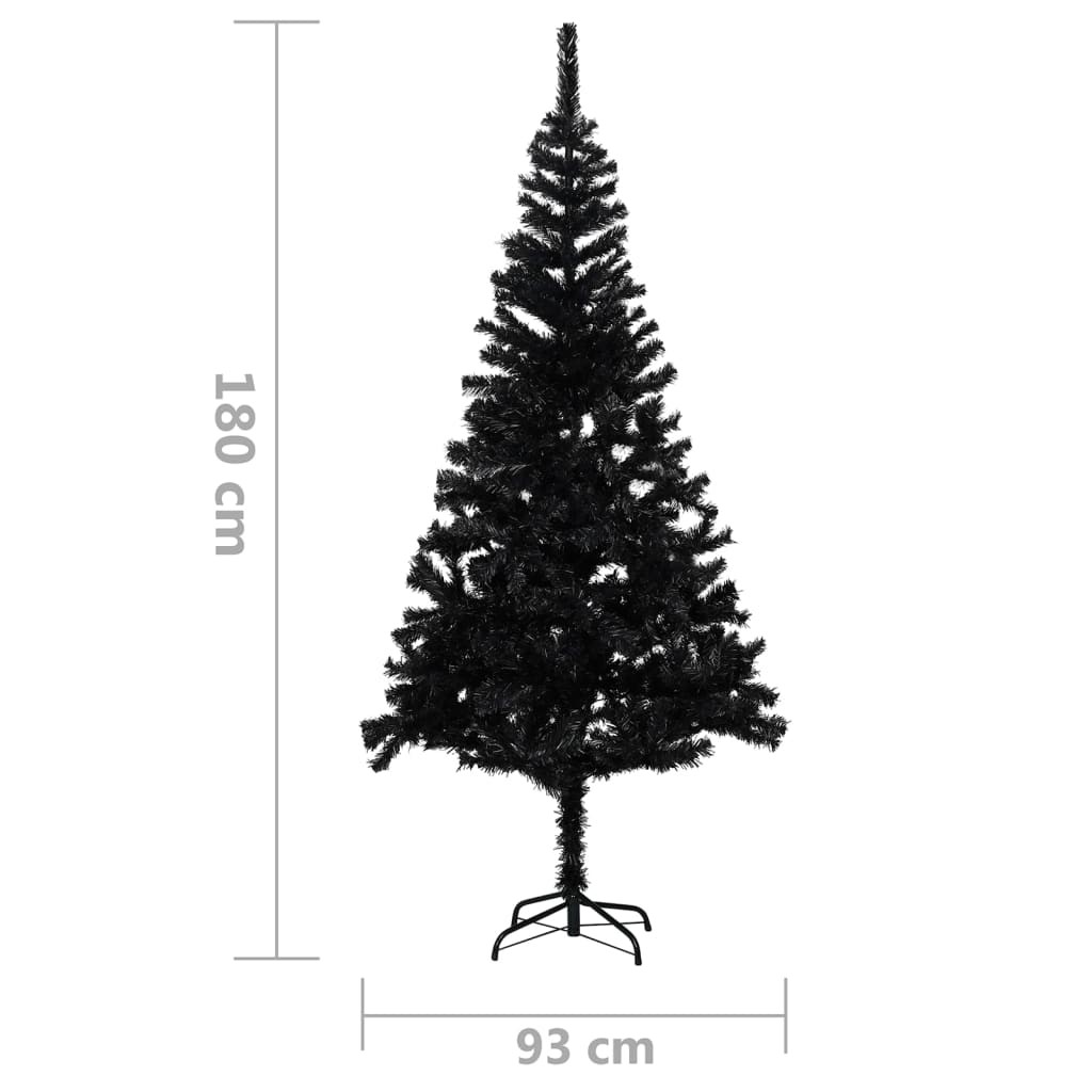 Sapin de Noël Noir artificiel 180 X 93 cm et pied support pour un Noël original.