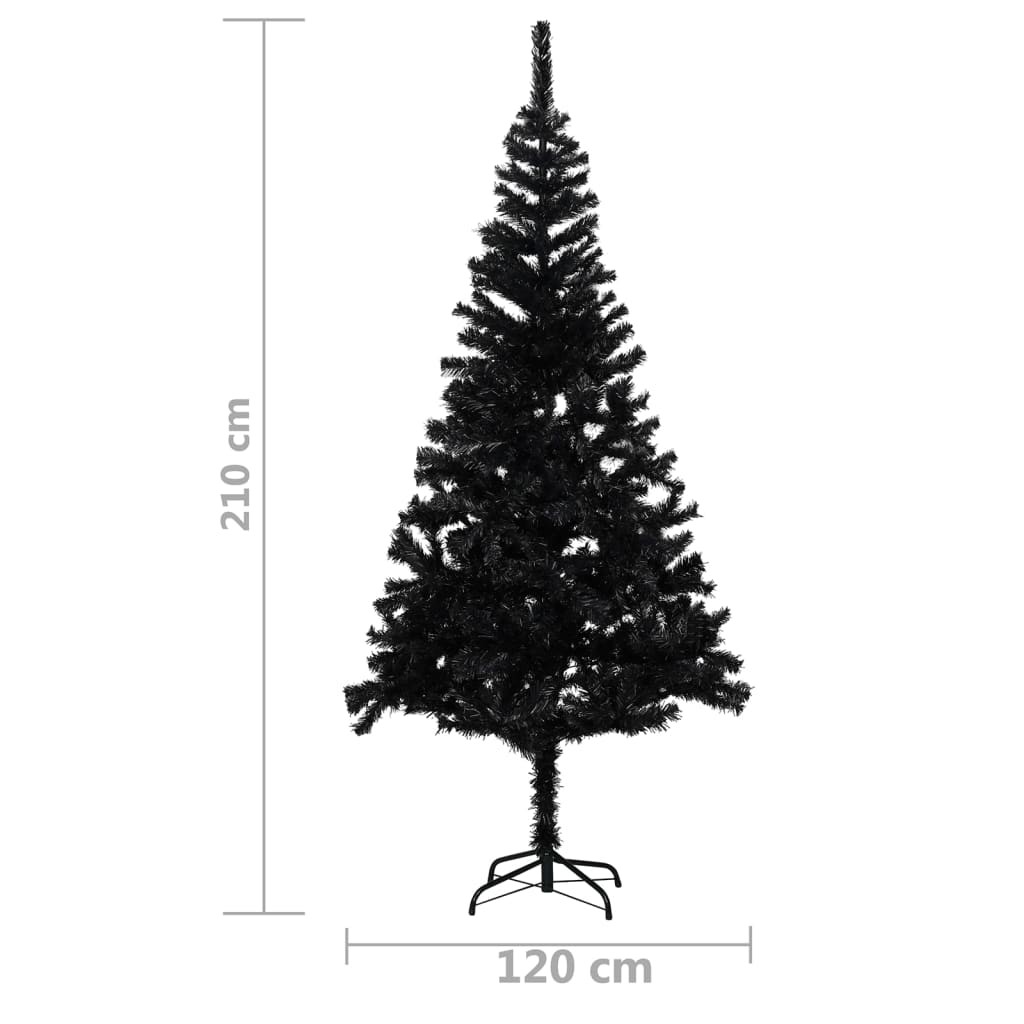 Sapin de Noël Noir artificiel 210 X 120 cm et pied support pour un Noël original.