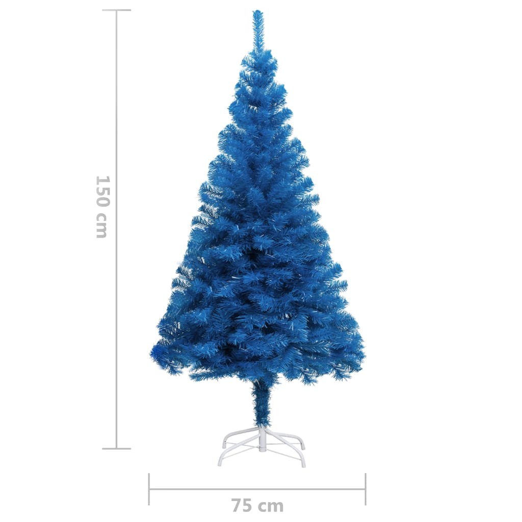 Sapin de Noël Bleu artificiel 150 X 75 cm et pied support pour un Noël original.