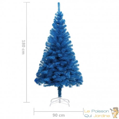 Sapin de Noël Bleu Artificiel 180 X 93 cm et pied support pour un Noël  original. - Le Poisson Qui Jardine