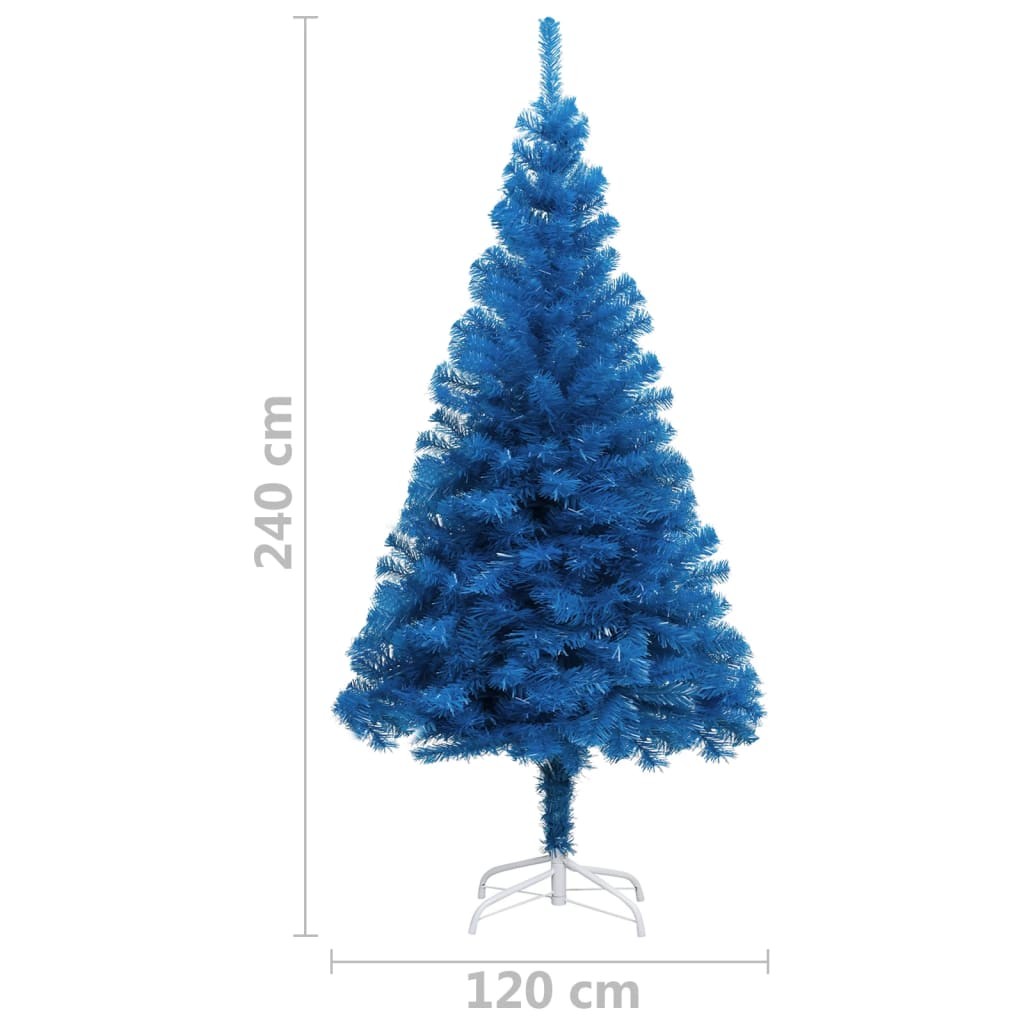 Sapin de Noël Bleu Artificiel 240 X 120 cm et pied support pour un Noël original.