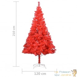 Sapin de Noël Rouge Artificiel 210 X 120 cm et pied support pour un Noël original.