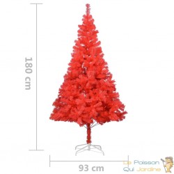 Sapin de Noël Rouge Artificiel 180 X 93 cm et pied support pour un Noël original.