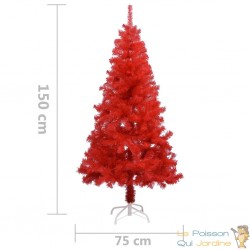 Sapin de Noël Rouge Artificiel 150 X 75 cm et pied support pour un Noël original.