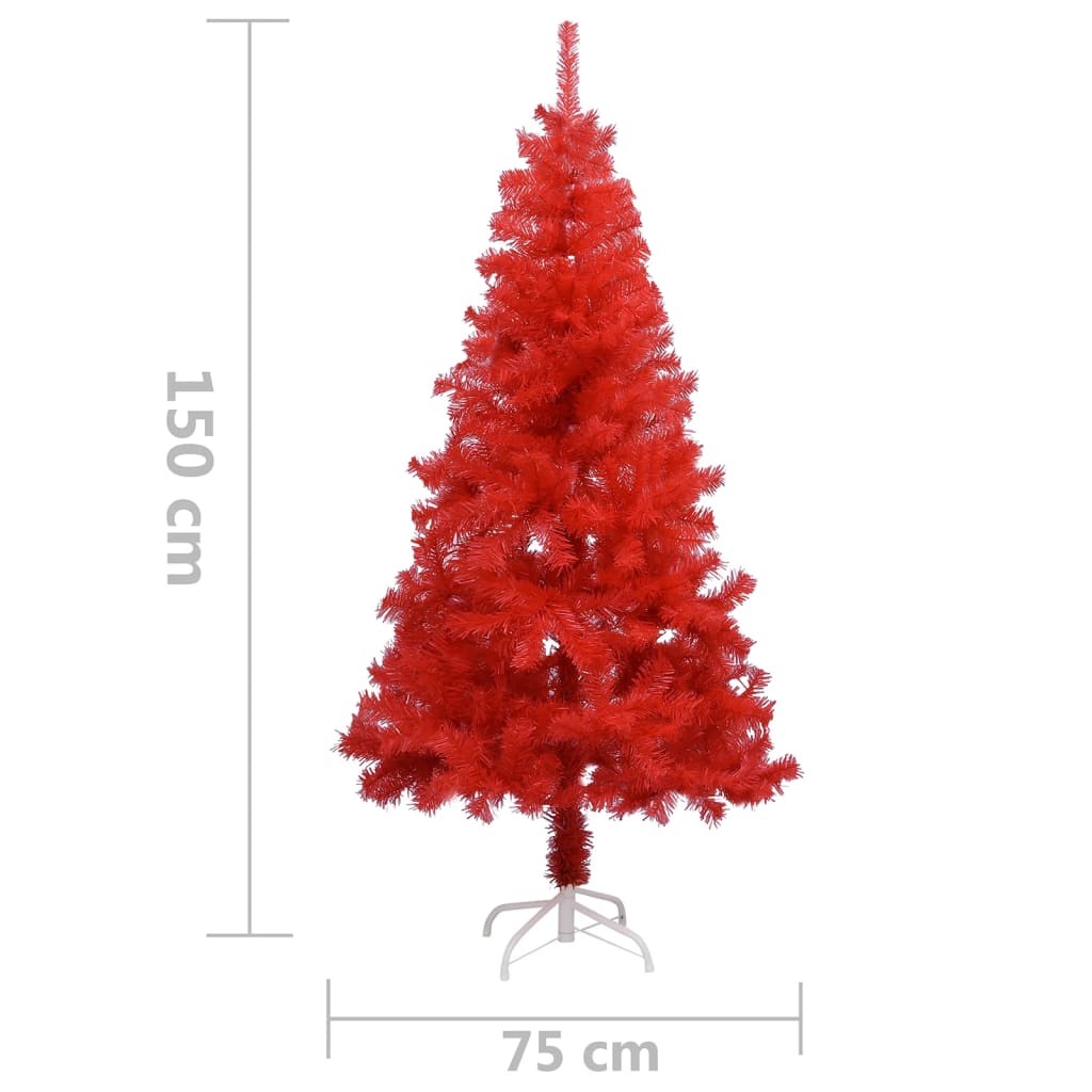Sapin de Noël Rouge Artificiel 150 X 75 cm et pied support pour un Noël original.