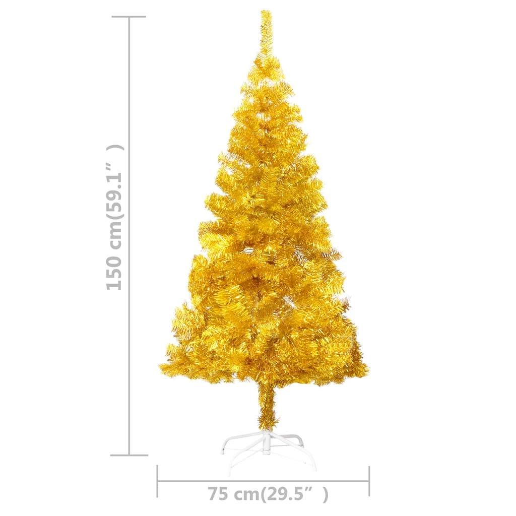 Sapin de Noël Doré Artificiel 150 X 75 cm et pied support pour un Noël original.