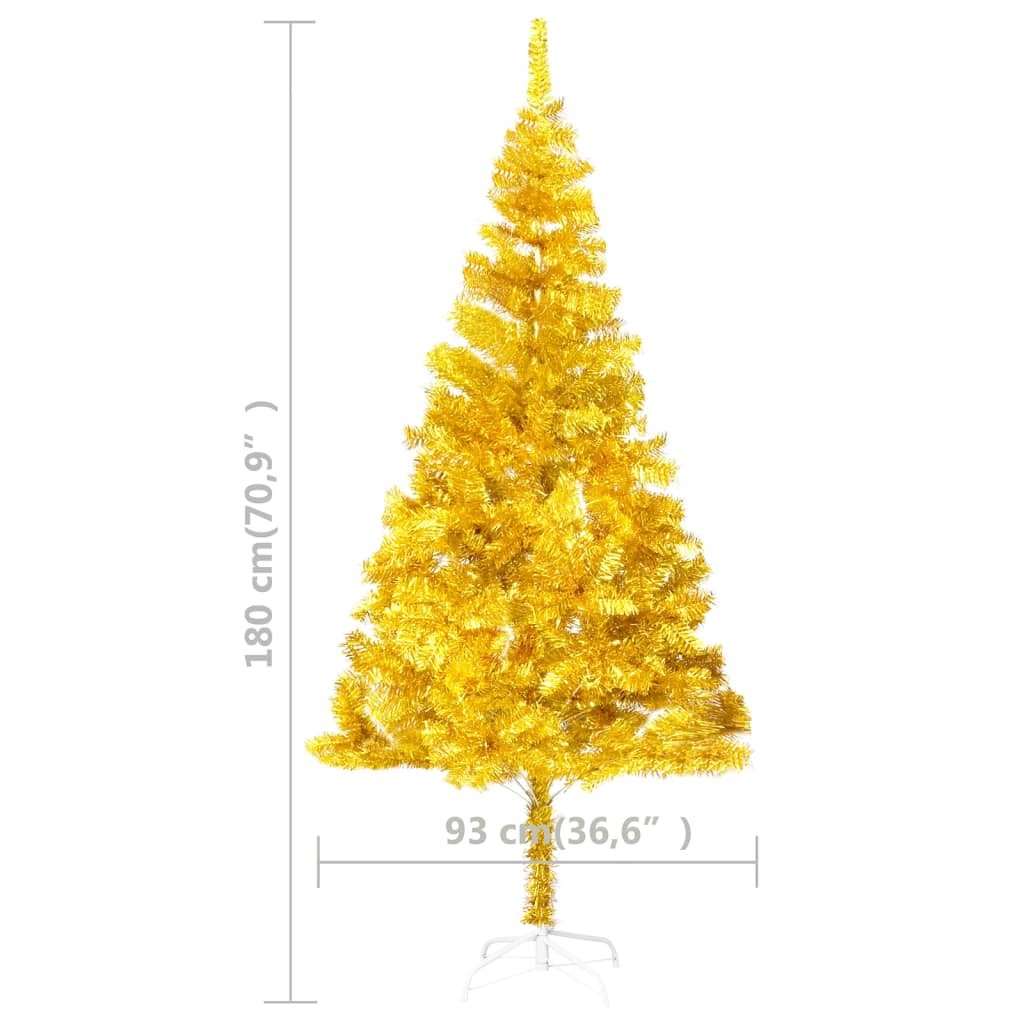 Sapin de Noël Doré Artificiel 180 X 93 cm et pied support pour un Noël original.