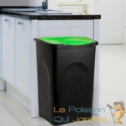 Poubelle domestique 50 l. Verte et noire. Idéal tri et recyclage