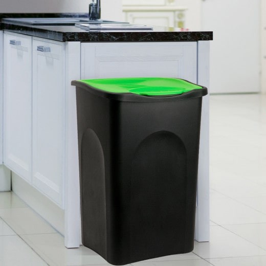 Poubelle domestique 50 l. Verte et noire. Idéal tri et recyclage