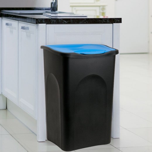 Poubelle domestique 50 l. Bleue et noire. Idéal tri et recyclage