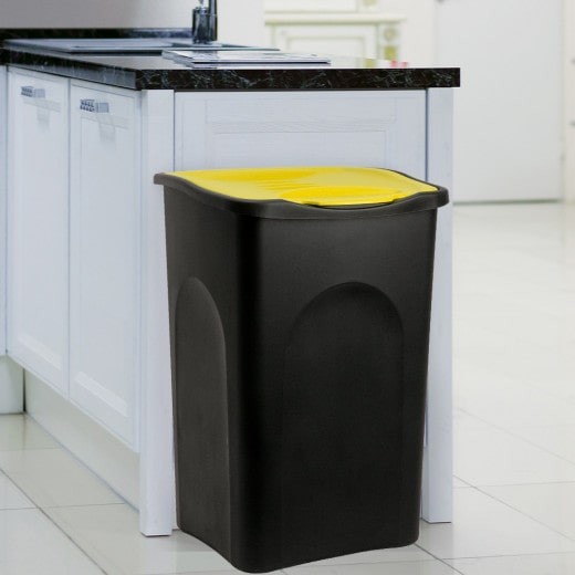 Poubelle domestique 50 l. Jaune et noire. Idéal tri et recyclage