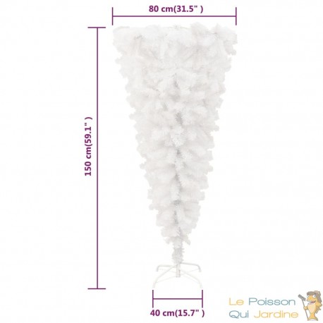 Sapin de Noël Artificiel Blanc Inversé 150 cm : Une Décoration originale pour Noël