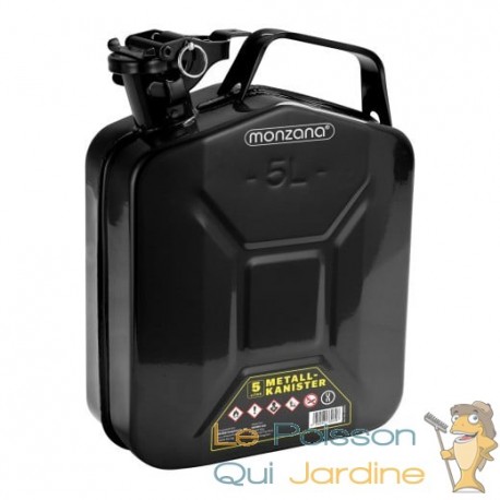 Jerrican - Bidon à Carburant 5L en Métal Noir. Certifié UN (ONU) et sécurisé