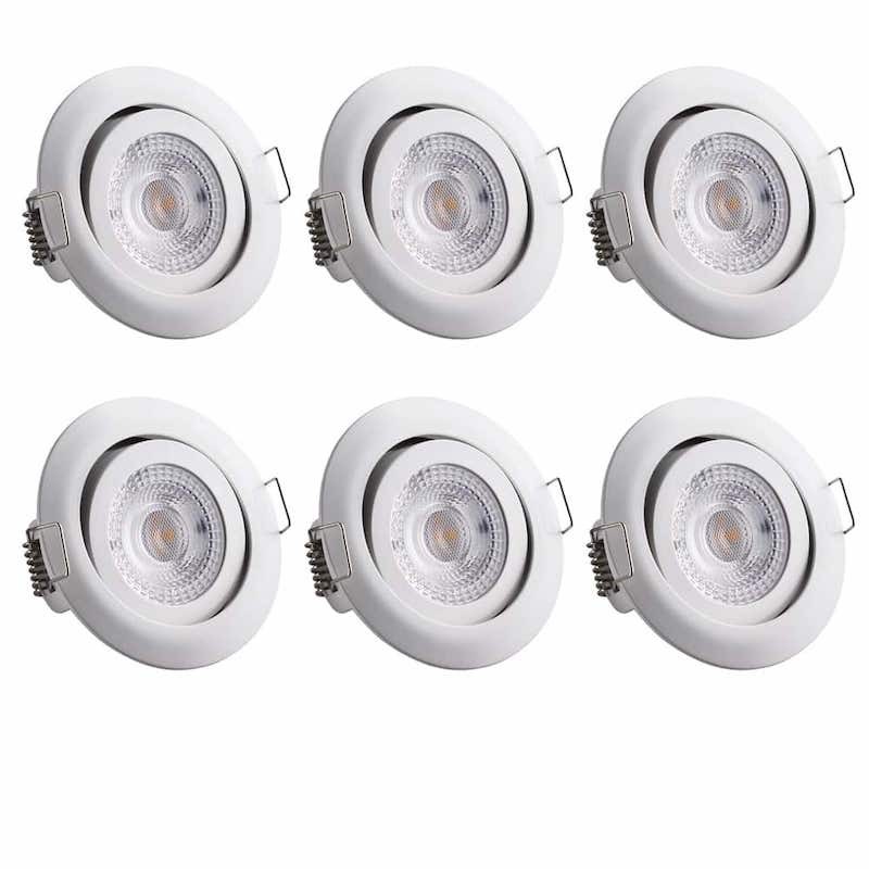 Ensemble de 6 Spots encastrables LED Pour plafond Blanc de 5W
