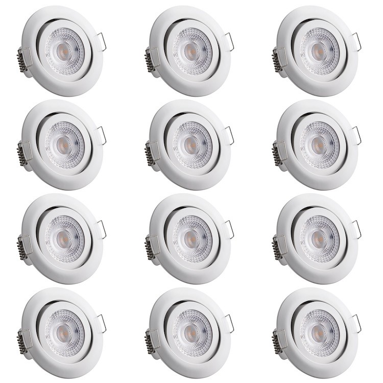 Ensemble de 12 Spots encastrables LED Pour plafond Blanc de 5W