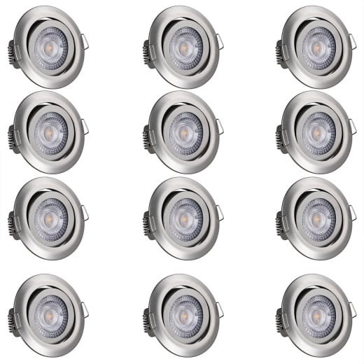 Ensemble de 12 Spots encastrables LED Pour plafond Argent de 5W