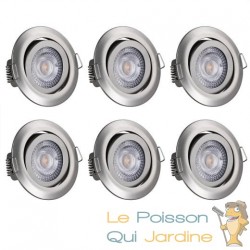 Ensemble de 6 Spots encastrables LED Pour plafond Argent de 5W