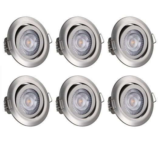 Ensemble de 6 Spots encastrables LED Pour plafond Argent de 5W