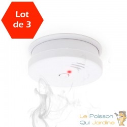 Lot de 3 Détecteurs de fumée + Pile 9V. Alarme Incendie Certifiée Normes Européennes