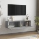 Meuble TV 2 Tiroirs : 120 X 30 X 30 Couleur Bois Gris. A suspendre au mur