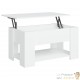 Table Basse Salon. Blanc. Plateau Relevable. Grand Espace de Rangement