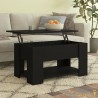 Table Basse Salon. Noir. Plateau Relevable. Grand Espace de Rangement