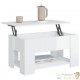 Table Basse Salon. Couleur Blanc Brillant. Plateau Relevable. Grand Espace de Rangement